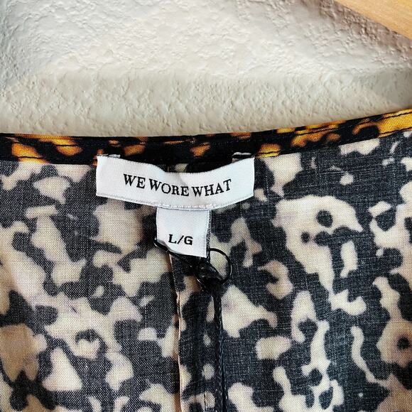 NWT We Wore What Women's Blanca Wrap Dress Long Sleeve Tortoise Shell Size Large - Picture 8 of 11